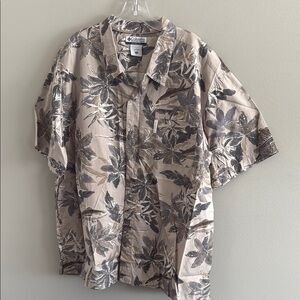 Columbia Beige and Charcoal Leaf Pattern Shirt